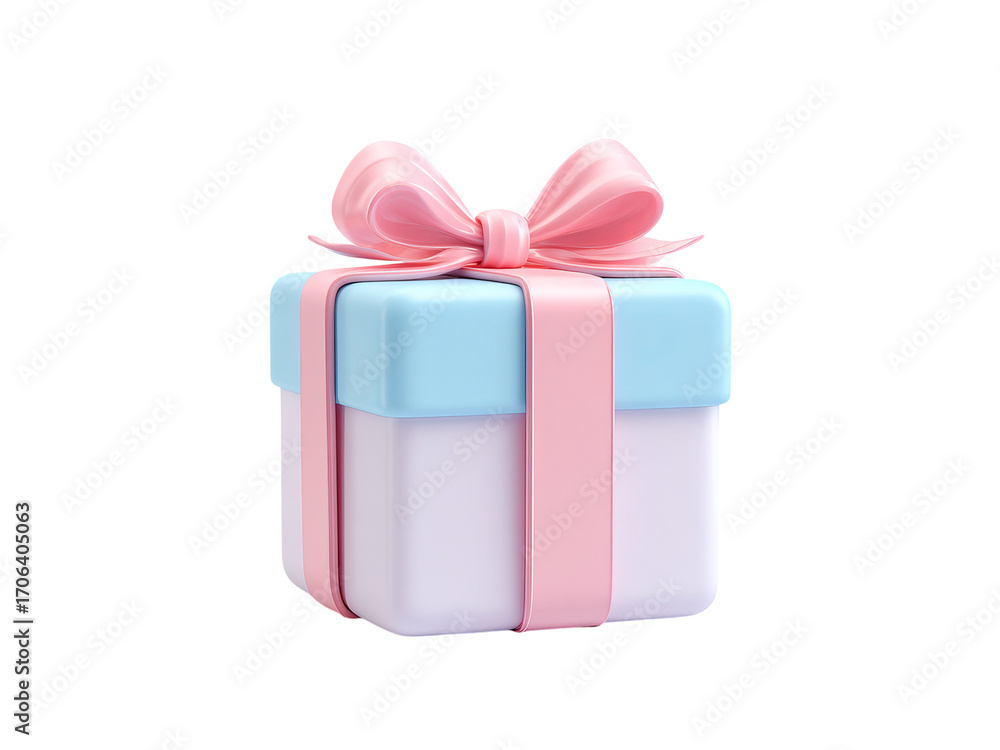 Obraz premium Square Gift Box with Pink Ribbon and Bow graphic photoroom