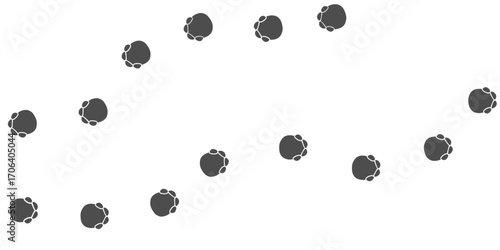 Footprints of Animal, Traces of a elephant on white background. Elephant  silhouette animal tracks. Paw Print. Vector illustration. EPS10.