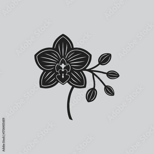 Modern Orchid Silhouette for Logo Design