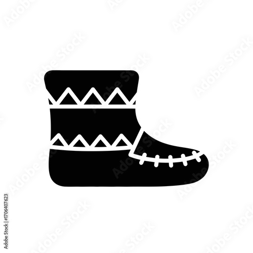 Vector art of moccasin boot icon showcasing native american footwear with decorative pattern and comfortable design for casual wear