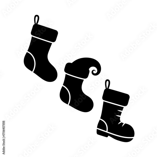 Vector art of festive christmas stockings, adding a touch of holiday cheer to your designs with these classic symbols of the season