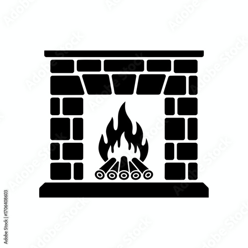 Vector art of stone fireplace icon a rustic and elegant symbol of tradition, history, and the enduring appeal of a crackling fire