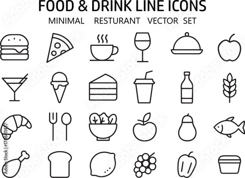 Croissant and chicken drumstick illustration showcasing culinary delights in a simple minimal style design