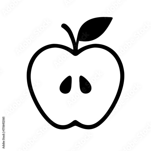 Vector art of a half apple with seeds inside, perfect for designs related to healthy eating and fruit