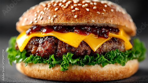 Juicy burger mockup isolated white background fast food marketing concept realistic gourmet presentation product photography for commercial use