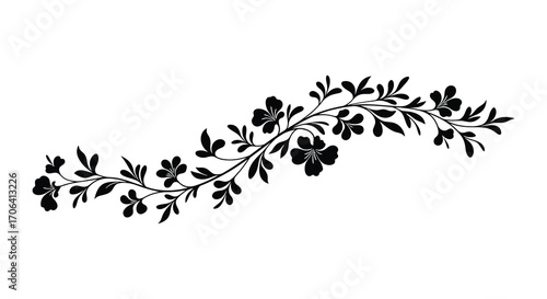 elegant floral design with intricate black vines and blossoms