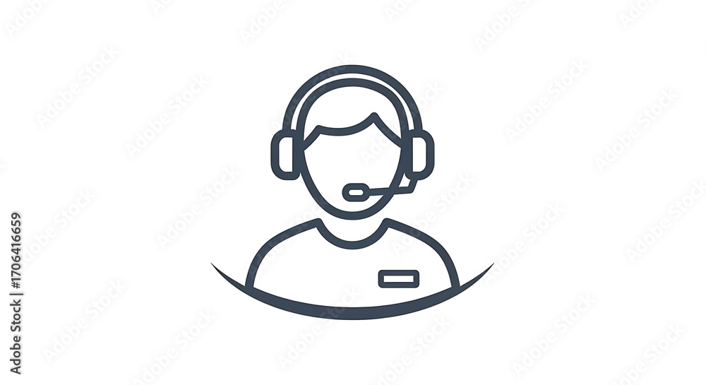 Fototapeta premium Illustration of a person with headset and microphone for customer service or support center ai generated