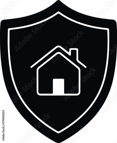 Illustrator Vector Home protection shield house security concept silhouette