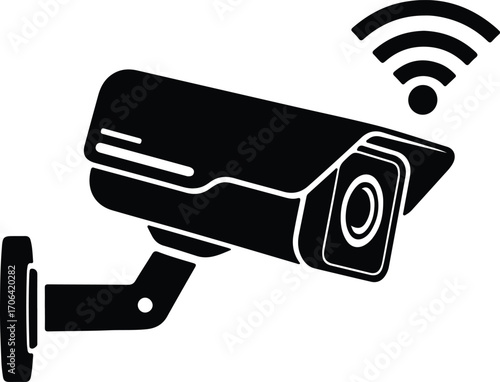 Illustrator Vector wireless security camera surveillance system silhouette