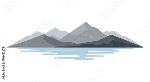 a serene mountain landscape reflected in calm water
