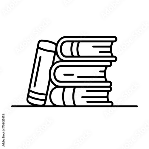 Elegant stack of books illustration perfect for educational content, library promotions, and reading campaigns, originally a scalable vector graphic