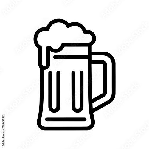 Frothy beer vector icon inviting refreshment and good times, perfect for bar promotions, brewery branding, or cheerful pub designs and party invites