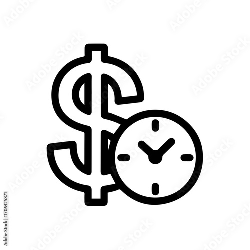 Maximize your earnings with efficient time management featuring dollar symbol & clock, a modern financial solution, originally from a scalable vector graphic