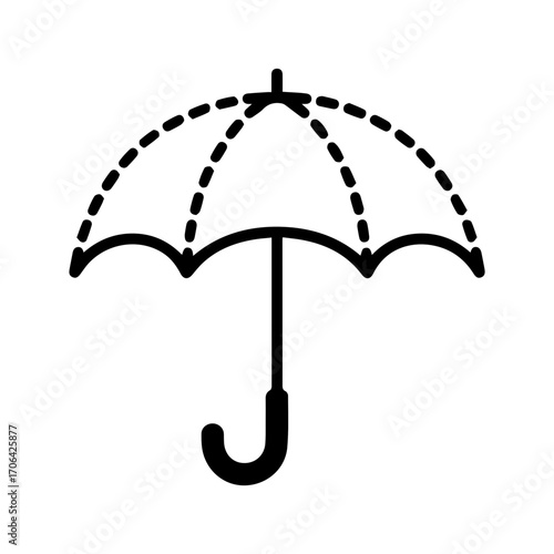 Minimalist umbrella icon for weather forecasts, protection concepts, and creative design projects, offering a clean, simple, and versatile graphic element