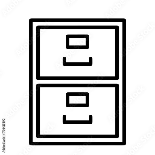 Organized filing cabinet icon perfect for streamlining information management systems in modern offices or digital archives, originally designed as vector art