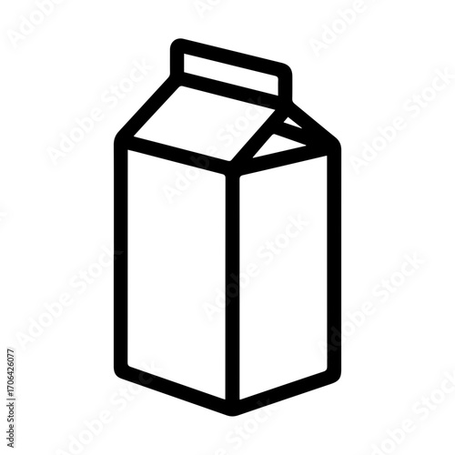 Fresh milk carton icon for breakfast product promotion, a modern line art style, perfect for food packaging and dairy ads, simple and clean design