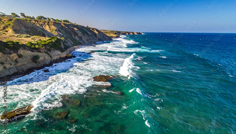 Fototapeta premium Coastal cliffs meet the ocean (1)