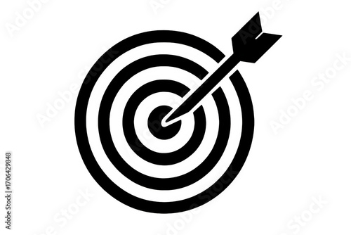 Target with arrow icon silhouette vector design for goal success and achievement isolated on white background