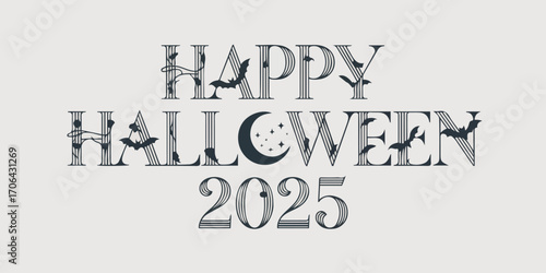 Stylish Happy Halloween 2025 Greeting Design