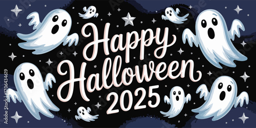 Happy Halloween 2025 with Cheerful Ghosts