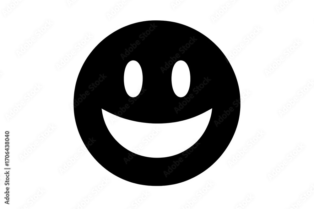 Fototapeta premium Smiley face icon silhouette vector illustration of cheerful happy expression isolated on white background
