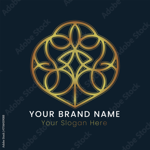 Elegant Golden Ornamental Logo for Luxury Brand