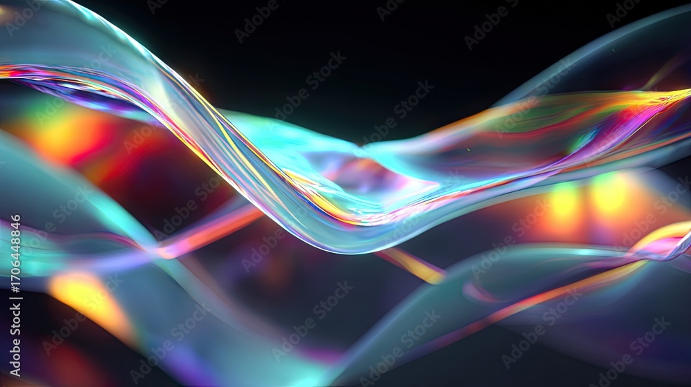Naklejka premium High-tech holographic interface background with neon gradient and shimmering foil, photorealistic