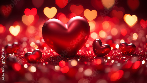 Red heart shape with bokeh light for valentines day