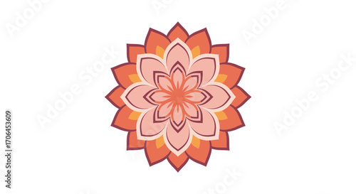 a vibrant floral design with layered petals in warm hues