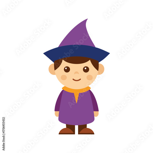 cartoon wizard child on white background