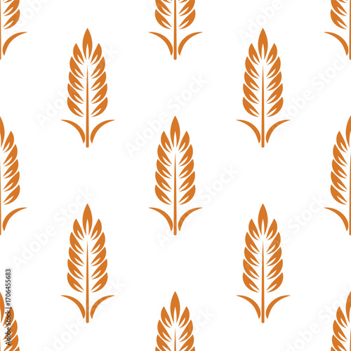 Vector Seamless Pattern with Agriculture Wheat and Cereal Ears. Organic Wheat, Rice Ear Design Template. Bread, Beer Packaging, Farming, Organic Food Concepts