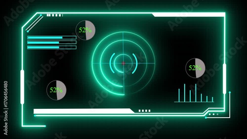 Data Visualization Interface Loading circle A futuristic data interface , displaying a wealth of information through dynamic charts, graphs, and Digital graphs navigation elements animated.