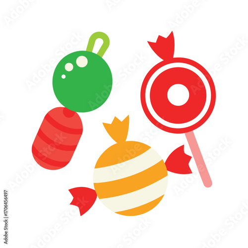 christmas candy set on white background