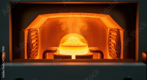 Glowing interior of a highprecision muffle furnace used for sintering sodiumion battery electrolytes to achieve desired phase purity.