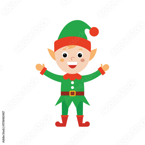 elf cartoon christmas on white background