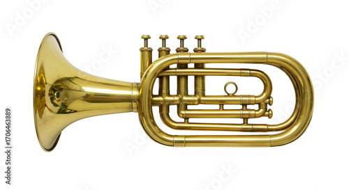 Canvas Print Golden flugelhorn musical instrument isolated PNG with Transparent Background