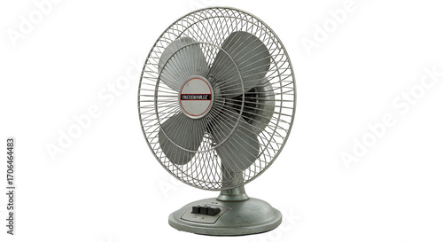 Vintage oscillating fan providing comfort during hot weather isolated PNG with Transparent Background