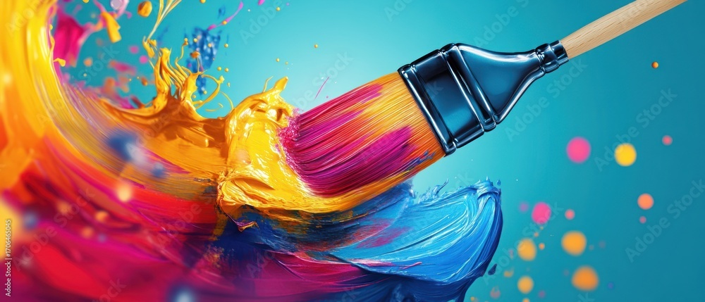 Fototapeta premium Vibrant paint splash art brushstrokes