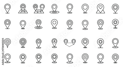 map icons showing various locations and navigation points