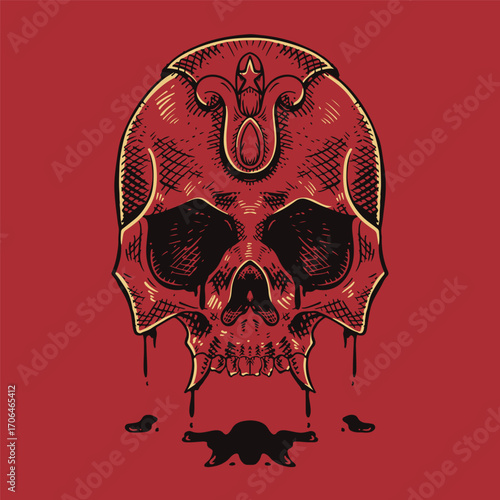 Skull Cross Hatching Illustration