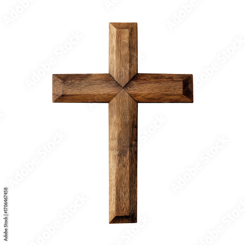 Wooden cross transparent PNG cutout isolated background, decor, religious graphic