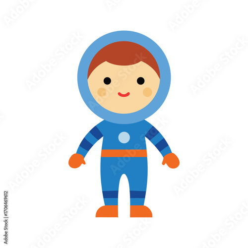 kid astronaut cartoon on white background