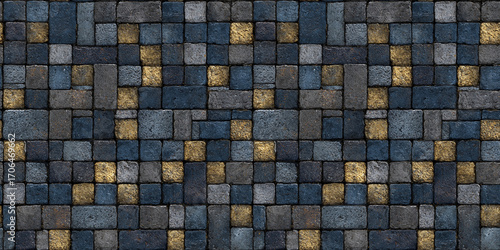 seamless pattern: cobblestone pavement, stonework
