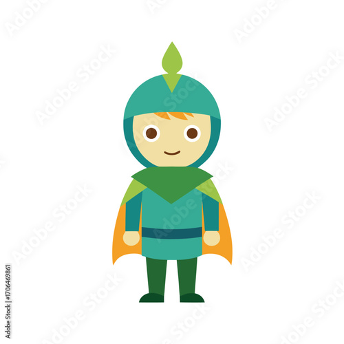 kid knight costume cartoon on white background