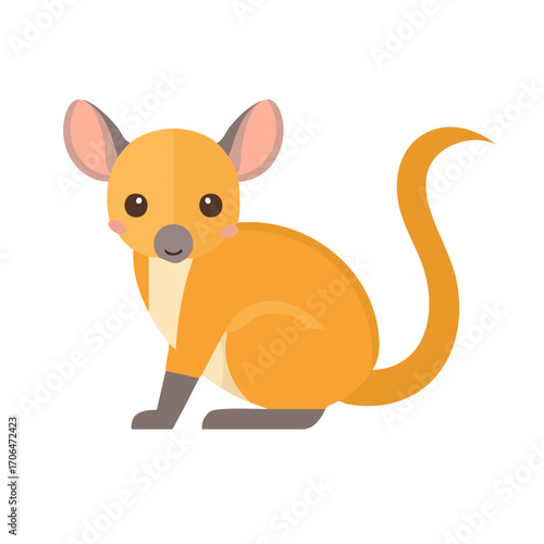 Adorable cartoon-style Bushbaby illustration of a small animal. The animal features a cute expression, perky ears, and a long tail, set against a clean background.