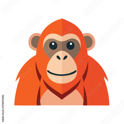 A charming orangutan in minimalist style, perfect for various creative projects. This illustration features a simplified design and vibrant colors