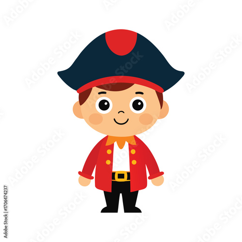 pirate kid costume cartoon on white background