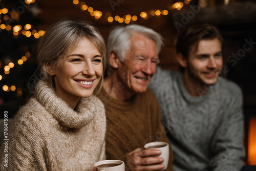 loving family gathers in their cozy living room immersed in warmth of holiday season