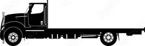 Truck icon. Modern flatbed truck silhouette. Side view. Flat vector