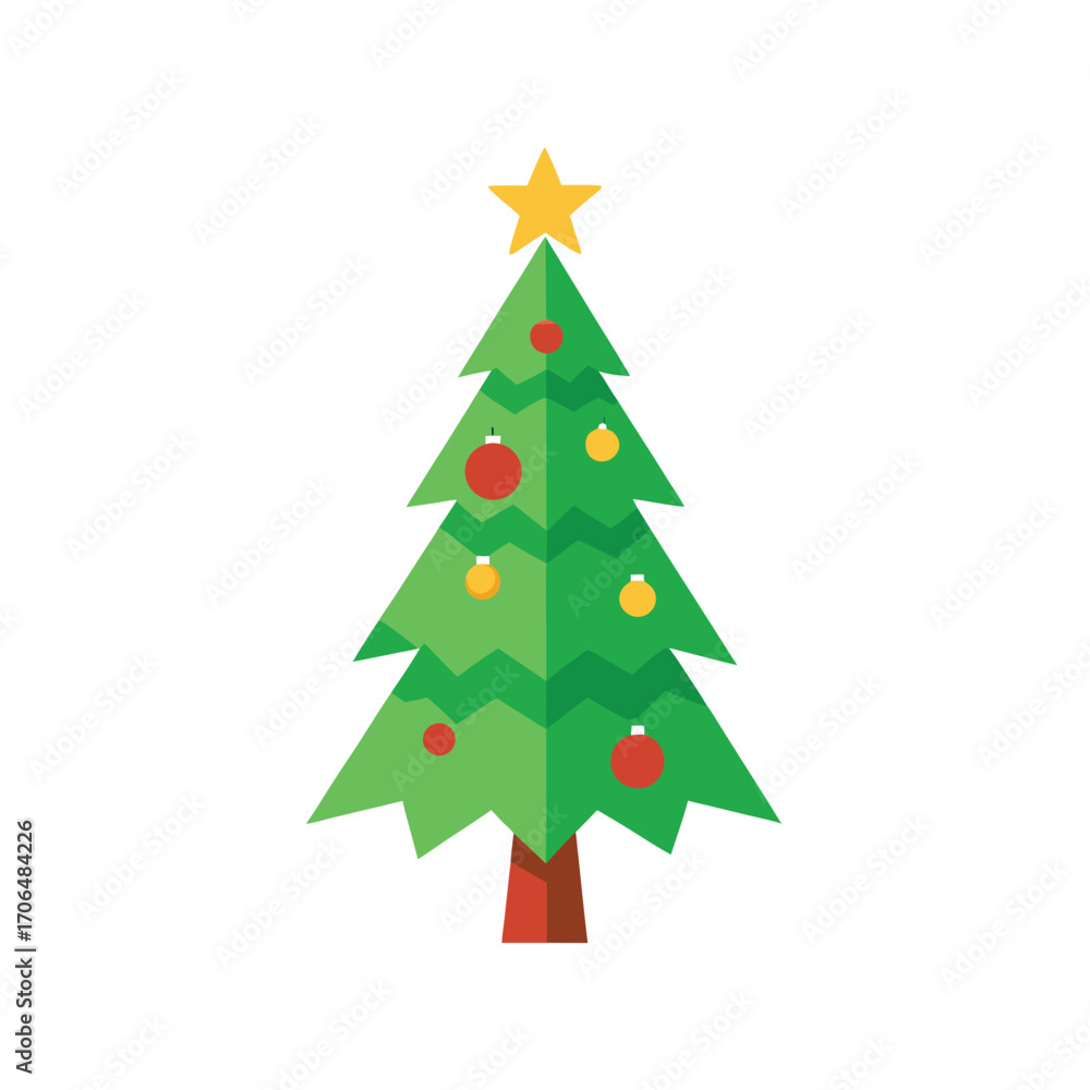 Fototapeta premium small decorated christmas tree on white background